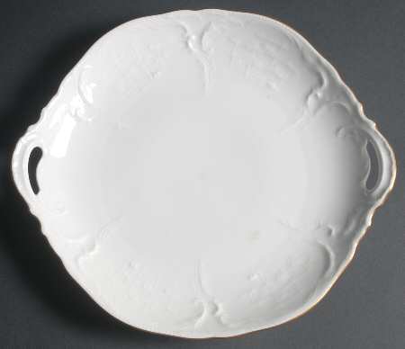 Gold Band (Sanssouci, White) Handled Cake Plate
