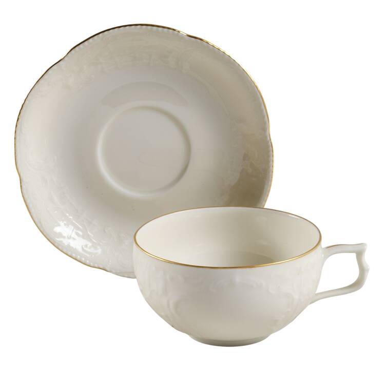 Gold Band (Sanssouci, Ivory) Flat Cup & Saucer Set