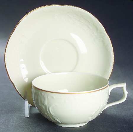 Gold Band (Sanssouci, Ivory) Flat Cup & Saucer Set