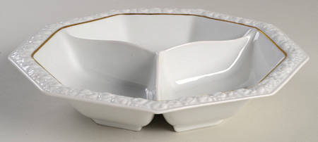 Gold Band (Maria, Thin Gold Band) Round Divided Vegetable Bowl
