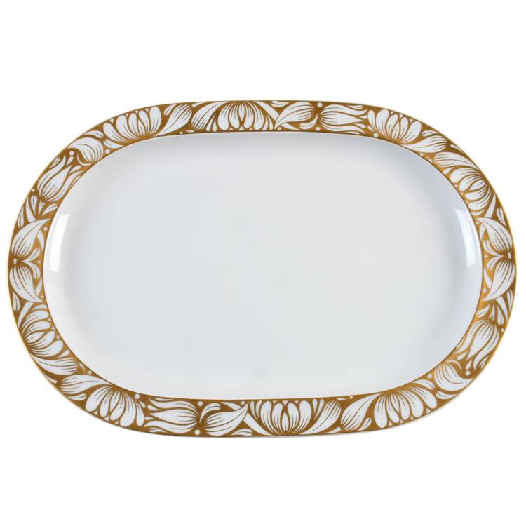 Golden Bloom 17" Oval Serving Platter