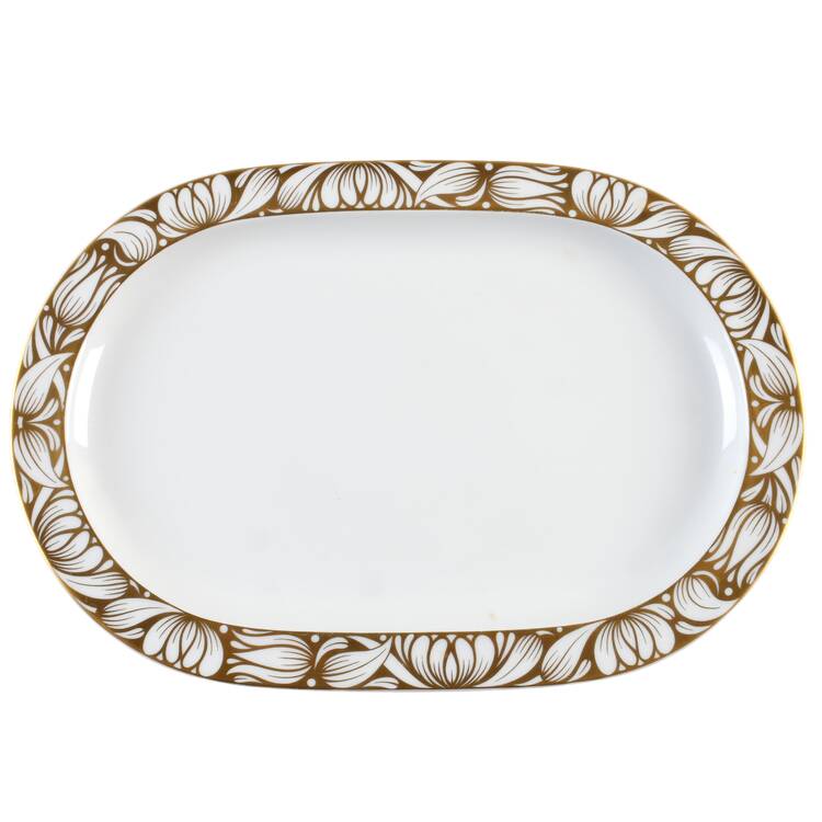 Golden Bloom 15" Oval Serving Platter