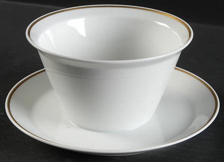 Gold Band (Linear) Gravy Boat with Attached Underplate