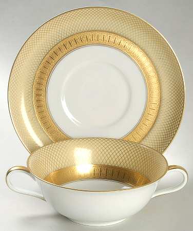 Golden Grail Flat Cream Soup Bowl & Saucer Set