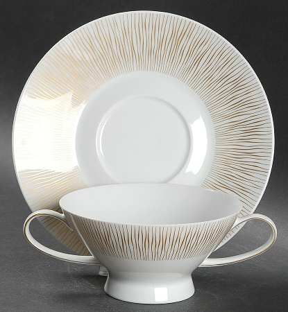 Goldstrahlen Footed Cream Soup Bowl & Saucer Set