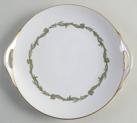 Goldcrest Emerald Handled Cake Plate