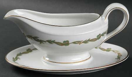 Goldcrest Emerald Gravy Boat with Attached Underplate
