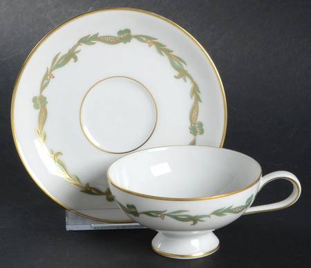 Goldcrest Emerald Footed Demitasse Cup & Saucer Set