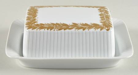 Golden Leaves Rectangular Covered Butter