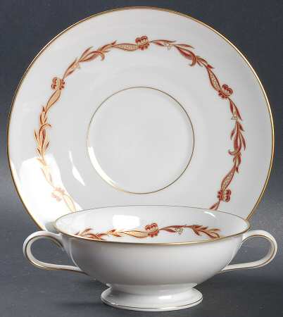 Goldcrest Ruby Footed Cream Soup Bowl & Saucer Set