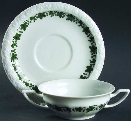 Gooseberry Flat Cream Soup Bowl & Saucer Set