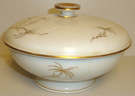 Golden Palm (White, Coupe) Candy Dish & Lid