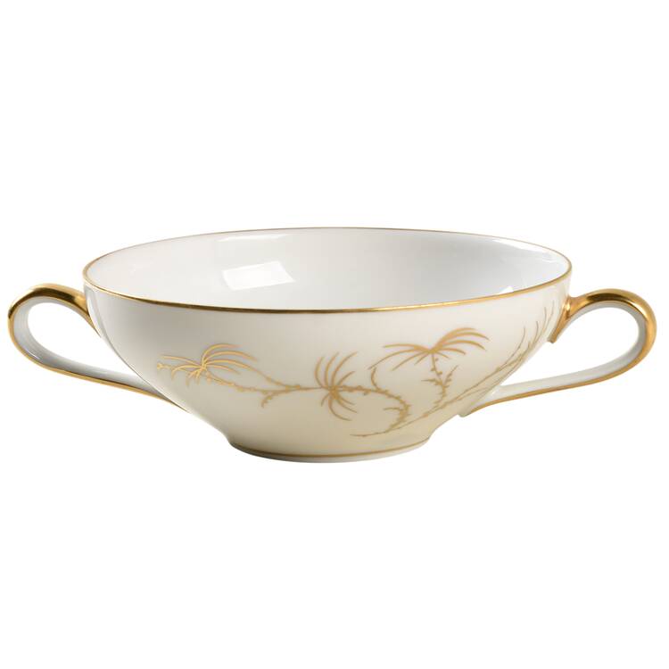 Golden Palm (White, Coupe) Flat Cream Soup Bowl