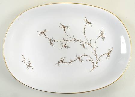 Golden Palm (White, Coupe) 14" Oval Serving Platter