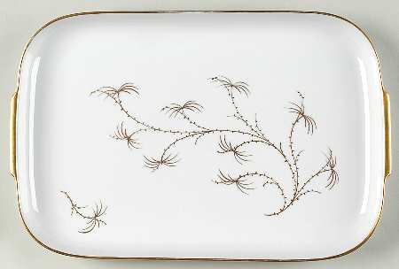 Golden Palm (White, Coupe) 12" Rectangular Serving Platter