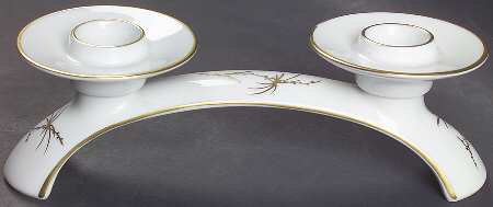 Golden Palm (White, Coupe) Double Light Candlestick
