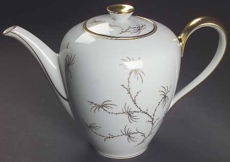 Golden Palm (White, Coupe) Coffee Pot & Lid