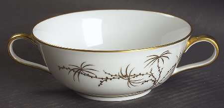 Golden Palm (White, Coupe) Flat Cream Soup Bowl