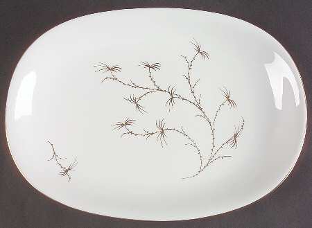 Golden Palm (White, Coupe) 13" Oval Serving Platter