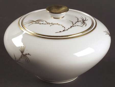 Golden Palm (White, Coupe) Sugar Bowl & Lid