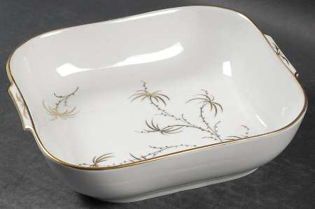 Golden Palm (White, Coupe) 8" Square Vegetable Bowl