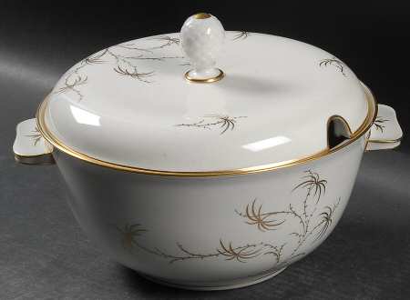 Golden Palm (White, Coupe) Tureen &  Lid