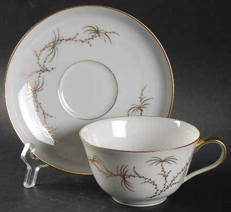 Golden Palm Flat Cup & Saucer Set