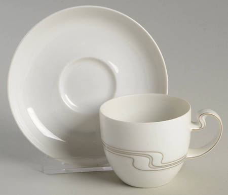 Gold Ribbon Flat Demitasse Cup & Saucer Set