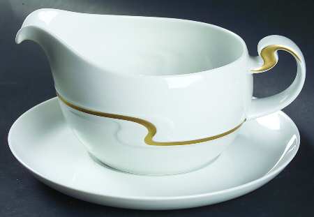 Gold Ribbon Gravy Boat & Underplate