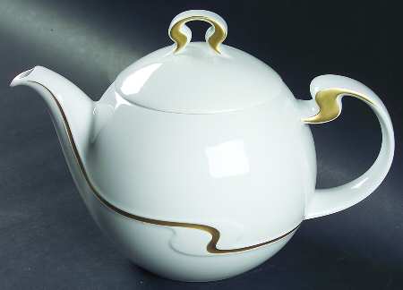 Gold Ribbon Teapot & Lid