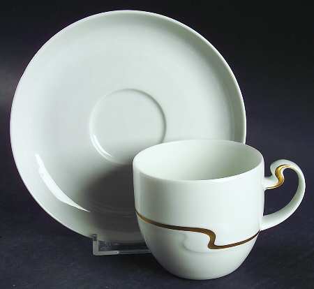 Gold Ribbon Flat Cup & Saucer Set