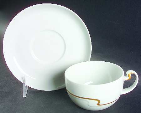 Gold Ribbon Flat Cup & Saucer Set