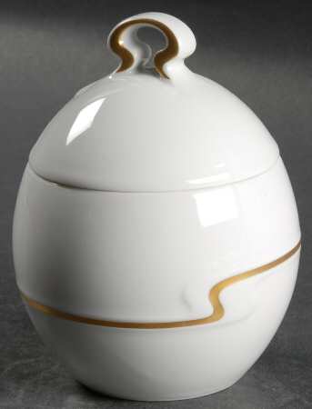 Gold Ribbon Sugar Bowl & Lid