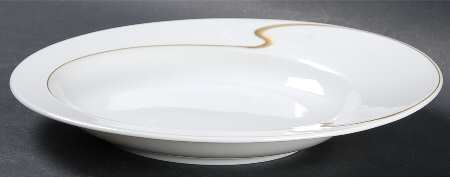 Gold Ribbon Large Rim Soup Bowl