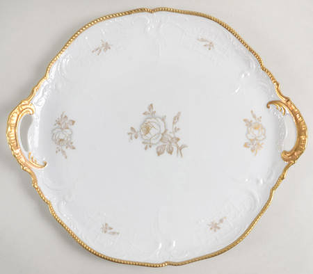 Gold Rose Handled Cake Plate