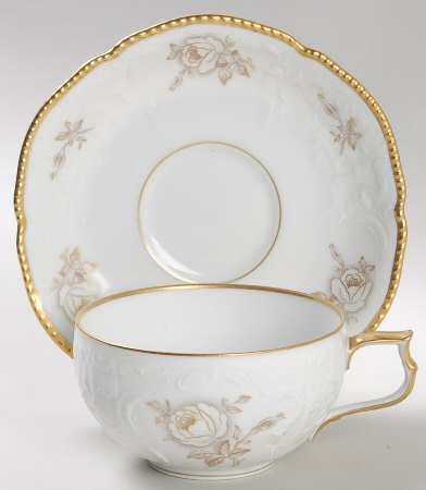 Gold Rose Flat Cup & Saucer Set