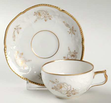 Gold Rose Flat Demitasse Cup & Saucer Set