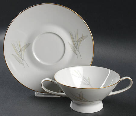 Grasses Footed Cream Soup Bowl & Saucer Set