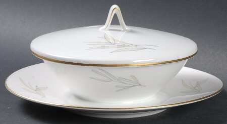 Grasses Cream Soup Bowl & Saucer Set with Lid