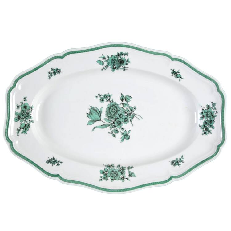 Green Bloom (No Trim) 14" Oval Serving Platter by Rosenthal - Continental