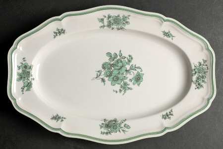 Green Bloom (No Trim) 15" Oval Serving Platter