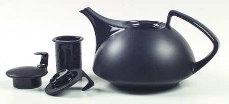 Gropius Black Teapot with Infuser & 2 Lids