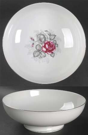 Gray Dawn Platinum (Gray Band) 9" Round Vegetable Bowl