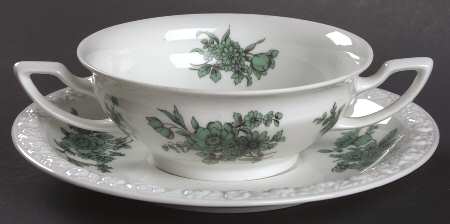 Greenhaven Footed Cream Soup Bowl & Saucer Set