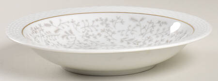 Gray Fern Rim Soup Bowl