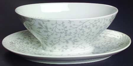 Gray Fern Gravy Boat with Attached Underplate