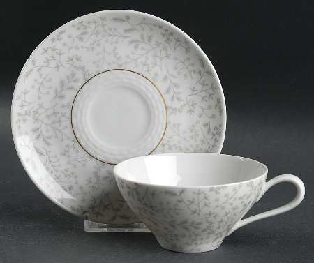 Gray Fern Flat Cup & Saucer Set