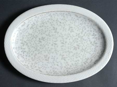 Gray Fern 13" Oval Serving Platter