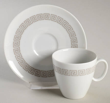 Greek Key Flat Demitasse Cup & Saucer Set
