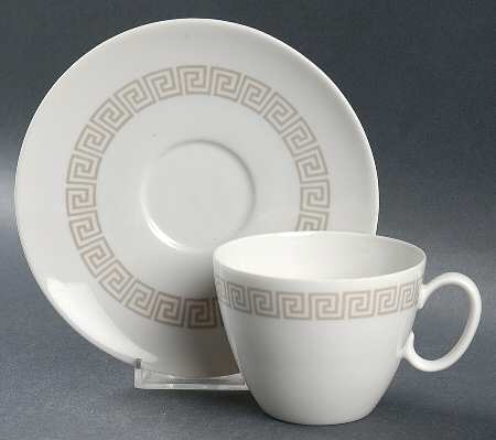 Greek Key Flat Cup & Saucer Set